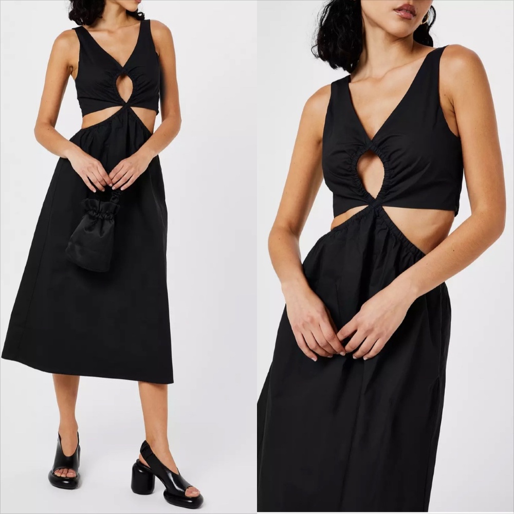 anine bing Dione cut out 100% cotton midi dress NO OFFERS CONSIDERED